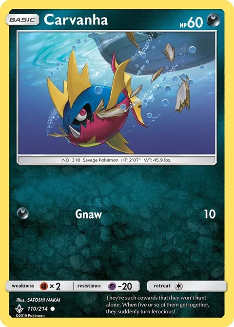 Carvanha #110/214 Pokémon card from SM - Unbroken Bonds