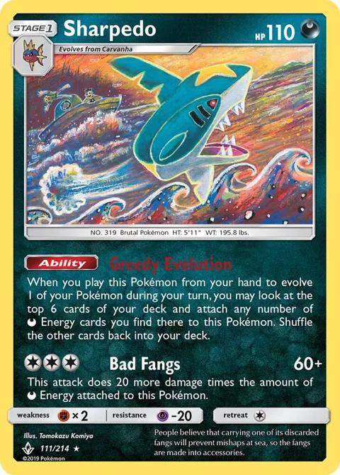 Sharpedo #111/214 Pokémon card from SM - Unbroken Bonds