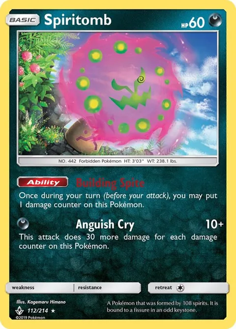 Spiritomb #112/214 Reverse Holofoil Pokémon card from SM - Unbroken Bonds