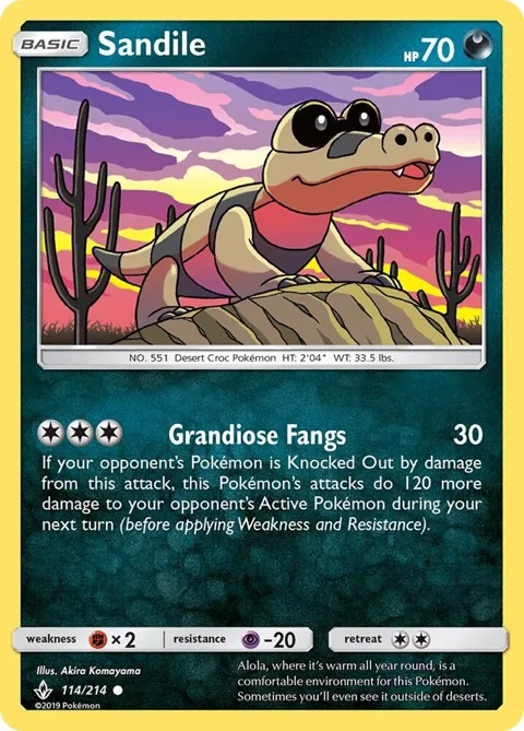 Sandile 114 #114/214 Pokémon card from SM - Unbroken Bonds
