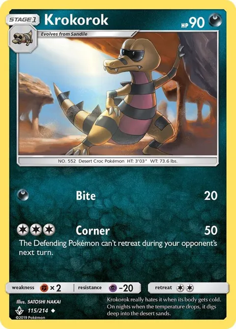 Krokorok #115/214 Pokémon card from SM - Unbroken Bonds