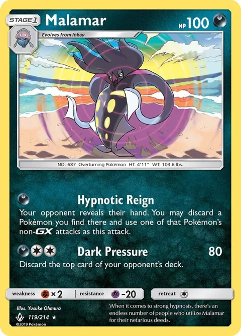 Malamar #119/214 Reverse Holofoil Pokémon card from SM - Unbroken Bonds