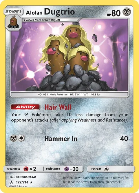 Alolan Dugtrio #122/214 Pokémon card from SM - Unbroken Bonds