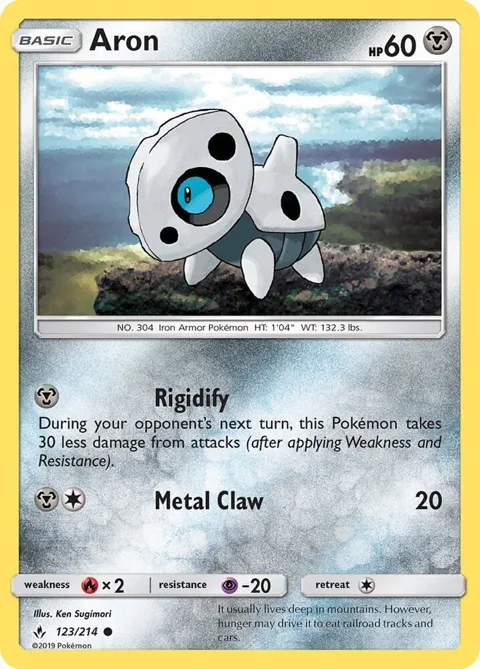 Aron #123/214 Pokémon card from SM - Unbroken Bonds