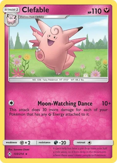 Clefable #133/214 Reverse Holofoil Pokémon card from SM - Unbroken Bonds