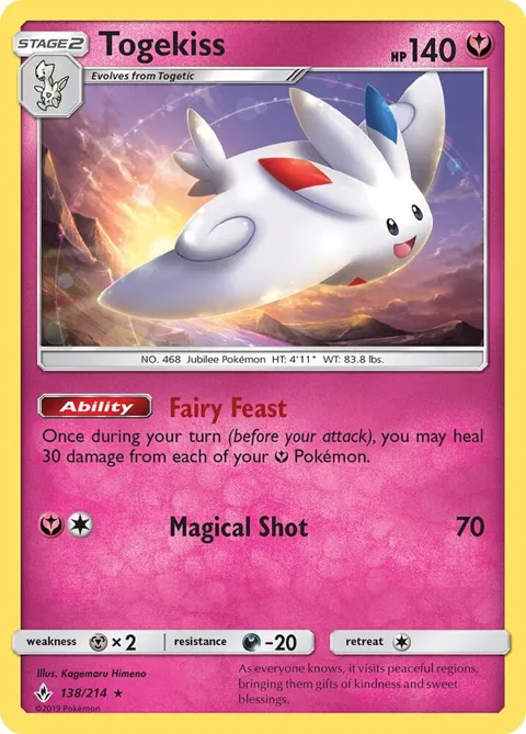 Togekiss #138/214 Reverse Holofoil Pokémon card from SM - Unbroken Bonds