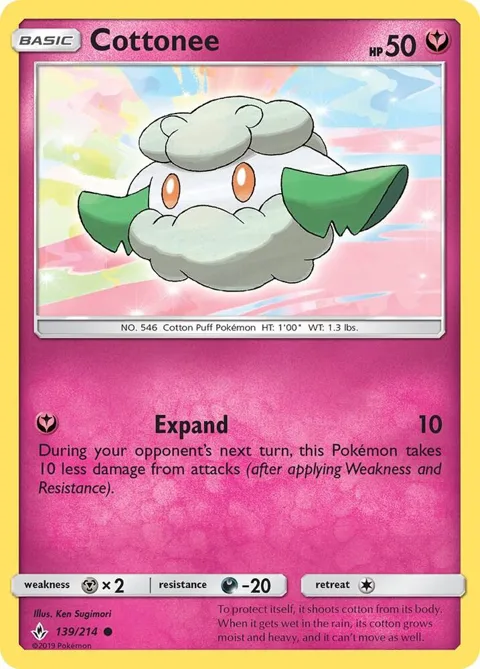 Cottonee #139/214 Pokémon card from SM - Unbroken Bonds