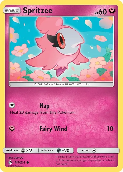 Spritzee #141/214 Reverse Holofoil Pokémon card from SM - Unbroken Bonds