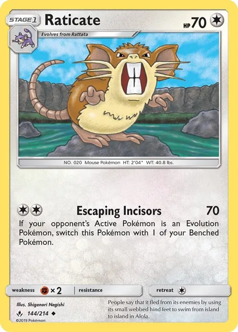 Raticate #144/214 Pokémon card from SM - Unbroken Bonds