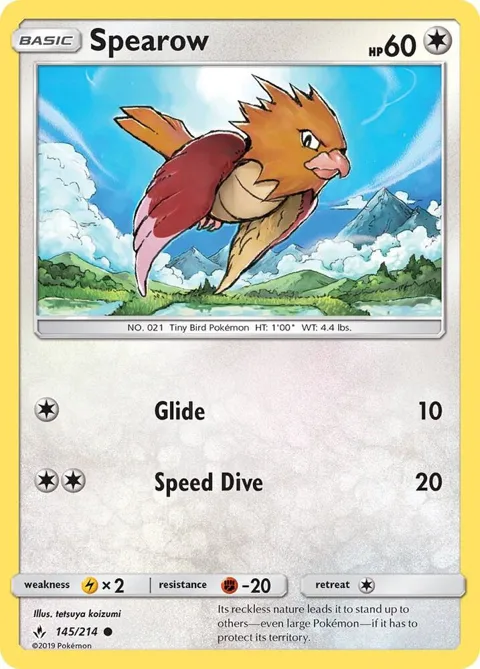 Spearow #145/214 Pokémon card from SM - Unbroken Bonds