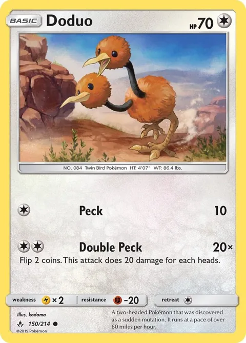 Doduo #150/214 Pokémon card from SM - Unbroken Bonds