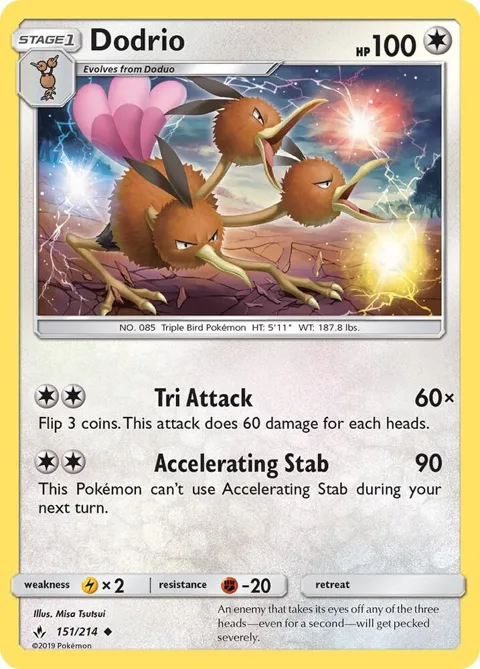 Dodrio #151/214 Reverse Holofoil Pokémon card from SM - Unbroken Bonds