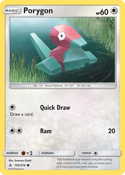 Porygon 155 #155/214 Reverse Holofoil Pokémon card from SM - Unbroken Bonds