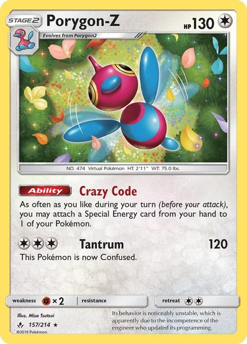 Porygon-Z #157/214 Reverse Holofoil Pokémon card from SM - Unbroken Bonds