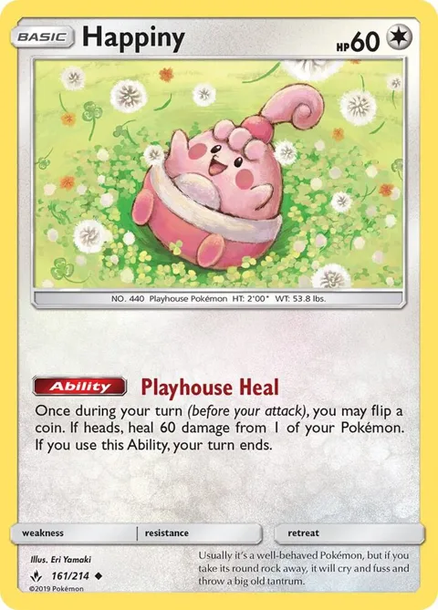 Happiny #161/214 Reverse Holofoil Pokémon card from SM - Unbroken Bonds