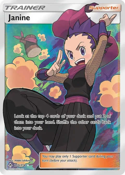 Janine Full Art #210/214 Holofoil Pokémon card from SM - Unbroken Bonds