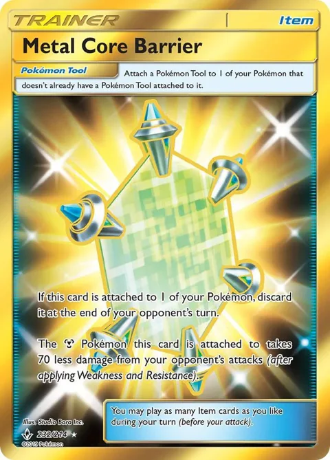 Metal Core Barrier Secret Rare #232/214 Holofoil Pokémon card from SM - Unbroken Bonds