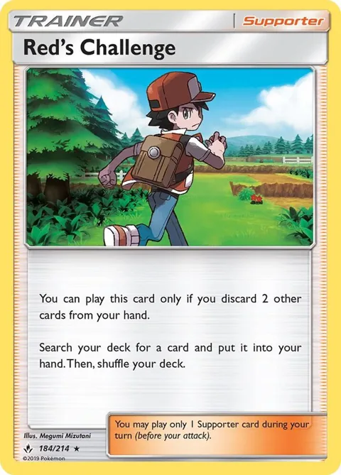 Red's Challenge #184/214 Holofoil Pokémon card from SM - Unbroken Bonds