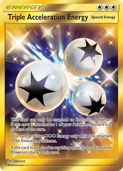 Triple Acceleration Energy Secret Rare #234/214 Holofoil Pokémon card from SM - Unbroken Bonds
