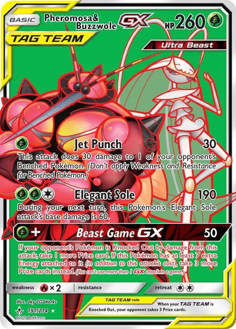Pheromosa & Buzzwole GX 191 Full Art #191/214 Holofoil Pokémon card from SM - Unbroken Bonds