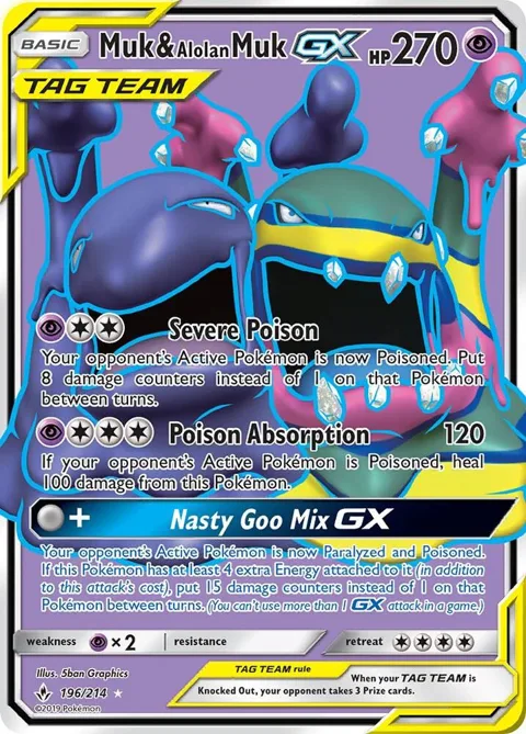 Muk & Alolan Muk GX 196 Full Art #196/214 Holofoil Pokémon card from SM - Unbroken Bonds