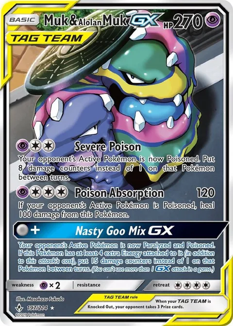 Muk & Alolan Muk GX 197 Full Art #197/214 Holofoil Pokémon card from SM - Unbroken Bonds