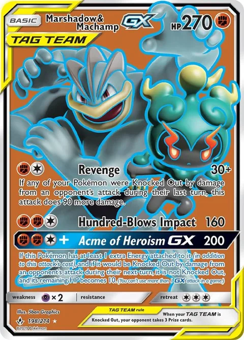 Marshadow & Machamp GX 198 Full Art #198/214 Holofoil Pokémon card from SM - Unbroken Bonds