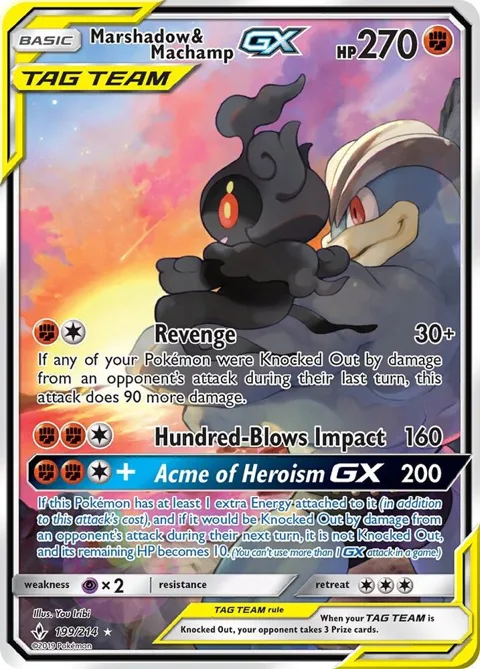 Marshadow & Machamp GX 199 Full Art #199/214 Holofoil Pokémon card from SM - Unbroken Bonds