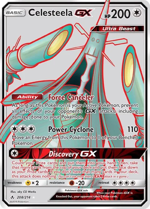 Celesteela GX Full Art #208/214 Holofoil Pokémon card from SM - Unbroken Bonds