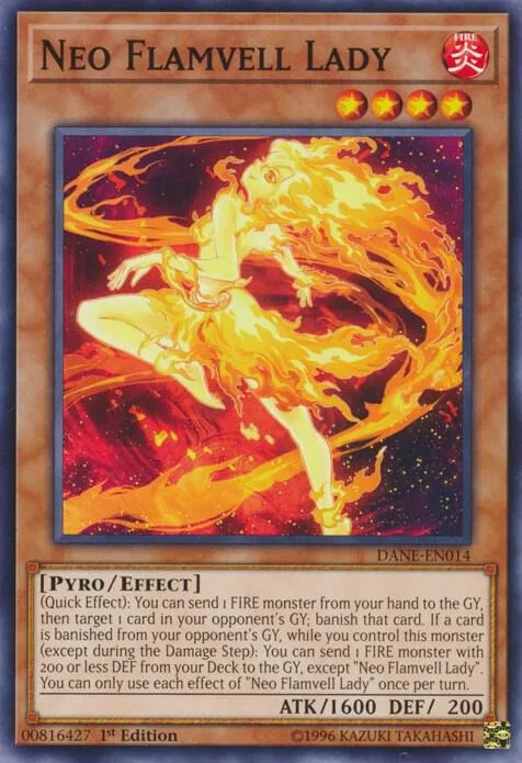 Neo Flamvell Lady DANE-EN014 Unlimited Yu-Gi-Oh card from Dark Neostorm