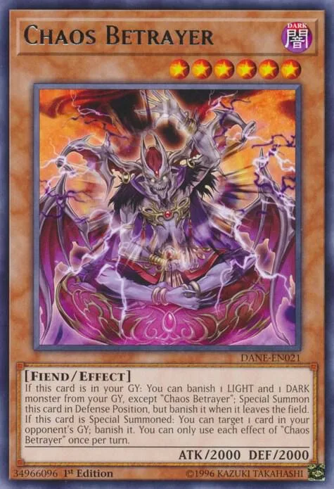Chaos Betrayer DANE-EN021 1st Edition Yu-Gi-Oh card from Dark Neostorm