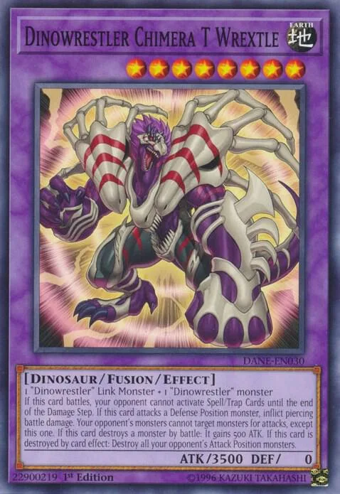Dinowrestler Chimera T Wrextle DANE-EN030 Unlimited Yu-Gi-Oh card from Dark Neostorm