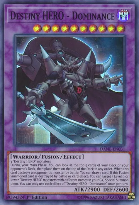 Destiny HERO - Dominance DANE-EN031 1st Edition Yu-Gi-Oh card from Dark Neostorm