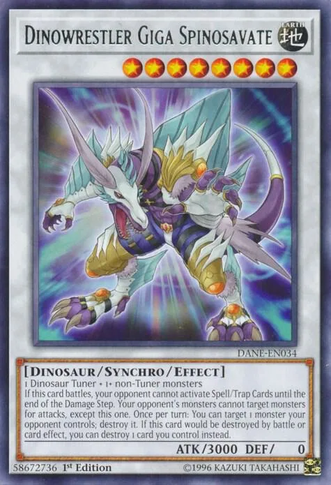 Dinowrestler Giga Spinosavate DANE-EN034 Unlimited Yu-Gi-Oh card from Dark Neostorm