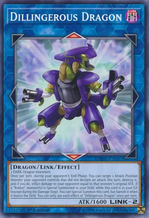 Dillingerous Dragon DANE-EN041 1st Edition Yu-Gi-Oh card from Dark Neostorm