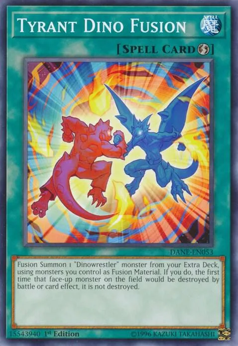 Tyrant Dino Fusion DANE-EN053 1st Edition Yu-Gi-Oh card from Dark Neostorm