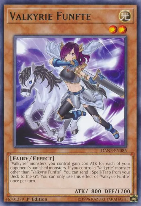 Valkyrie Funfte DANE-EN086 Unlimited Yu-Gi-Oh card from Dark Neostorm