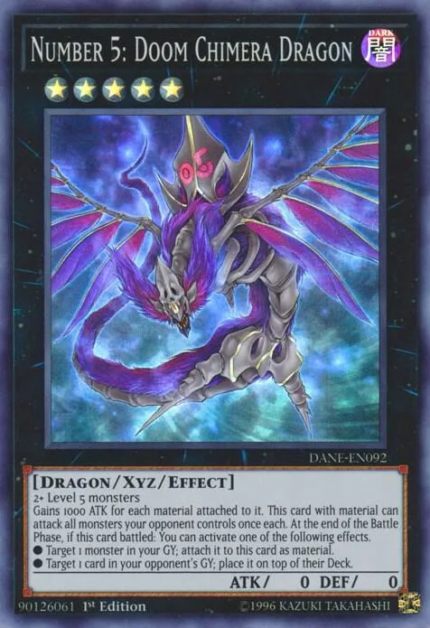 Number 5: Doom Chimera Dragon DANE-EN092 Unlimited Yu-Gi-Oh card from Dark Neostorm