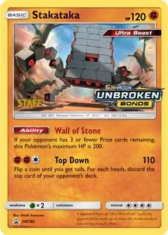 Stakataka - SM180 Prerelease [Staff] #SM180 Holofoil Pokémon card from SM Promos