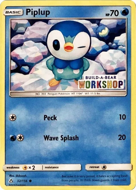 Piplup - 32/156 Build-A-Bear Workshop Exclusive #032/156 Pokémon card from Miscellaneous Cards & Products