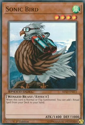 Sonic Bird SBAD-EN011 Yu-Gi-Oh card from Speed Duel: Attack from the Deep