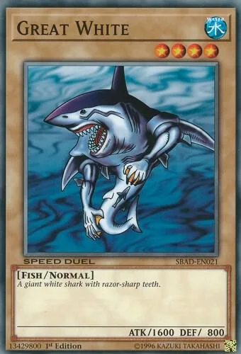 Great White SBAD-EN021 Yu-Gi-Oh card from Speed Duel: Attack from the Deep