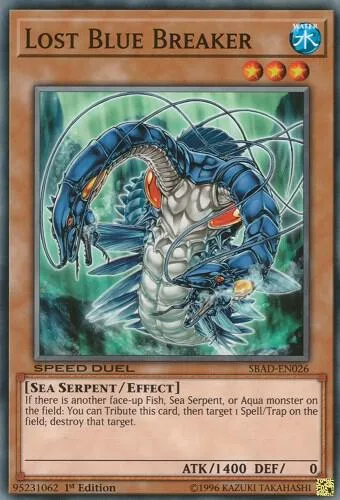 Lost Blue Breaker SBAD-EN026 Yu-Gi-Oh card from Speed Duel: Attack from the Deep