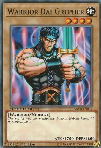 Warrior Dai Grepher SBAD-EN035 Yu-Gi-Oh card from Speed Duel: Attack from the Deep