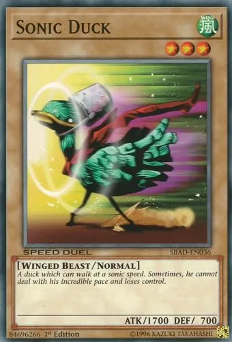 Sonic Duck SBAD-EN036 Yu-Gi-Oh card from Speed Duel: Attack from the Deep
