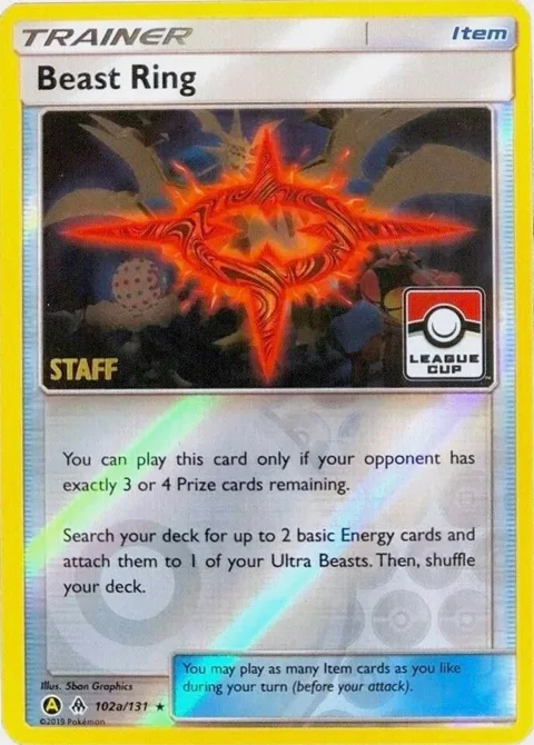 Beast Ring - 102a/131 League Cup [Staff] #102a/131 Reverse Holofoil Pokémon card from League & Championship Cards