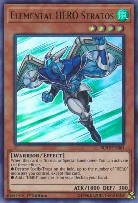 Elemental HERO Stratos BLHR-EN061 Yu-Gi-Oh card from Battles of Legend: Hero's Revenge