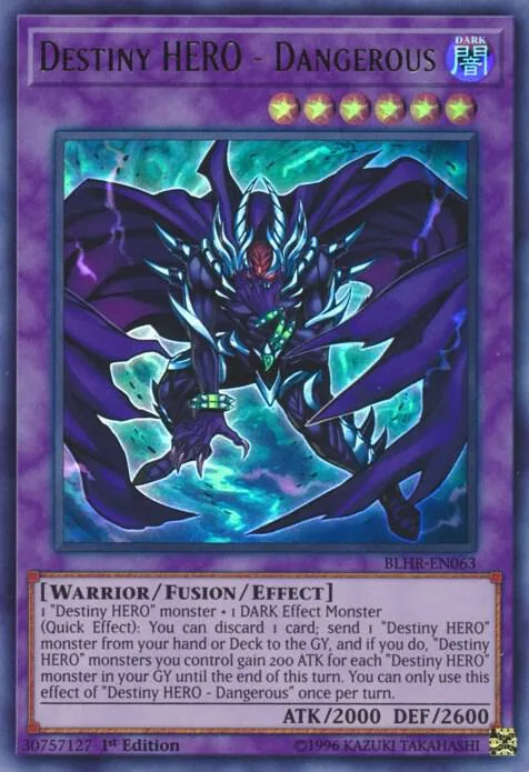 Destiny HERO - Dangerous BLHR-EN063 Yu-Gi-Oh card from Battles of Legend: Hero's Revenge