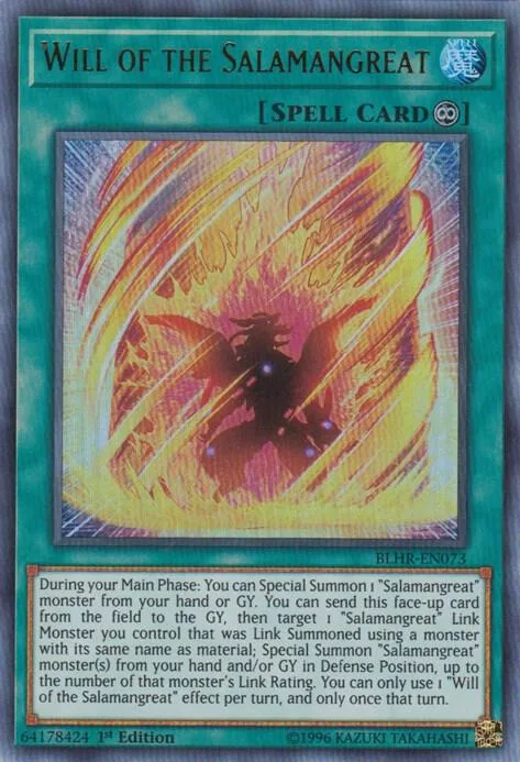 Will of the Salamangreat BLHR-EN073 Yu-Gi-Oh card from Battles of Legend: Hero's Revenge