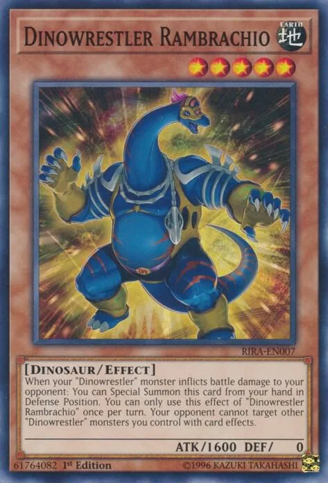 Dinowrestler Rambrachio RIRA-EN007 Yu-Gi-Oh card from Rising Rampage